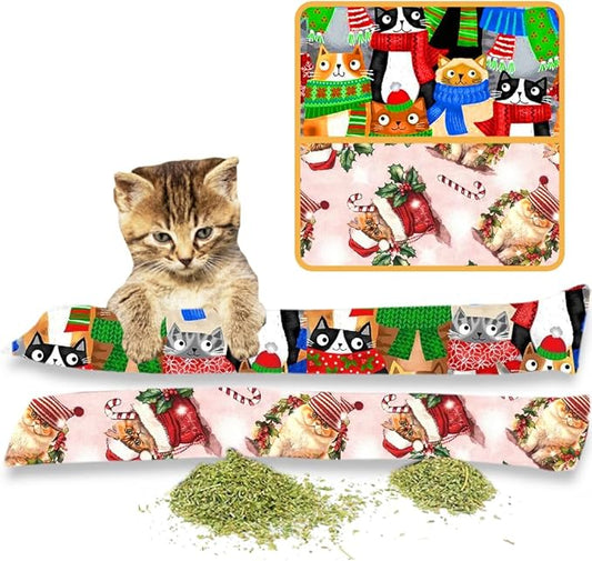 Kitty Kick Stix 15" Catnip Kicker Toy – Set of 2 | Handmade in USA | Interactive Cat & Kitten Toy | Durable Kicker Packed with 100% Potent Catnip for All Breeds (Christmas Mix)