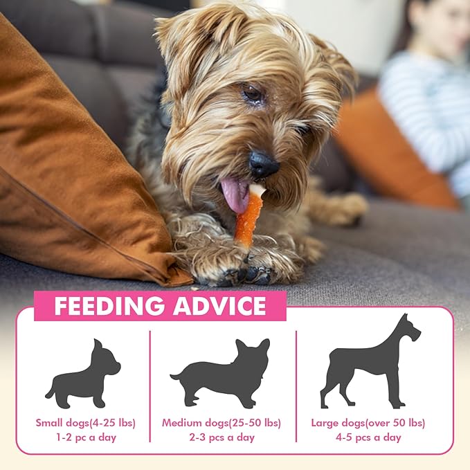 Dog Treats, 2.3 Inch Chicken Wrapped Calcium Bones, Rawhide Free Soft Dog Snacks for Puppy and Small Dogs, 20 oz