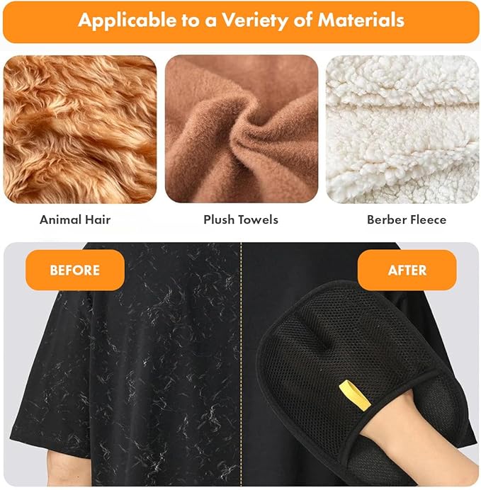 Pet Hair Removal Glove, 2 PCS Reusable Electrostatic Pet Hair Remover Glove for Dogs & Cats, Pet Hair Removal Tool for Furniture, Washable Electrostatic Gloves Pet Hair, Cat Hair Remover Glove