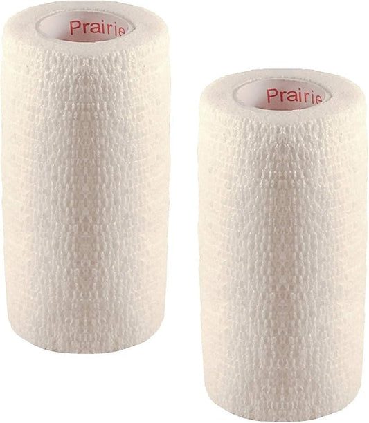 Vet Tape (White) (2 Pack) (3 Inch x 15 feet) Self Adhesive Adherent Adhering Cohesive Flex Self Stick Bandage Grip Roll Dog Cat Pet Horse