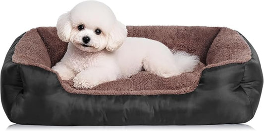 Dog Beds for Small Dogs, Small Pet Beds with Sides, Rectangle Dog Bed with Nonskid Bottom