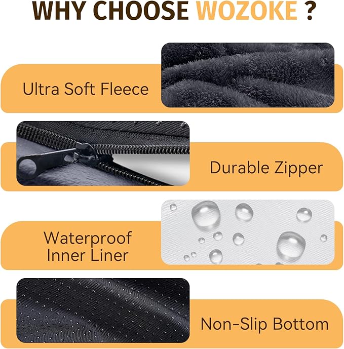 Orthopedic Washable Large Dog Bed: Cooling Dog Bed with Bolsters - Jumbo Bed Waterproof Removable Cover Non-Slip Pet Bed for Jumbo Large Sized
