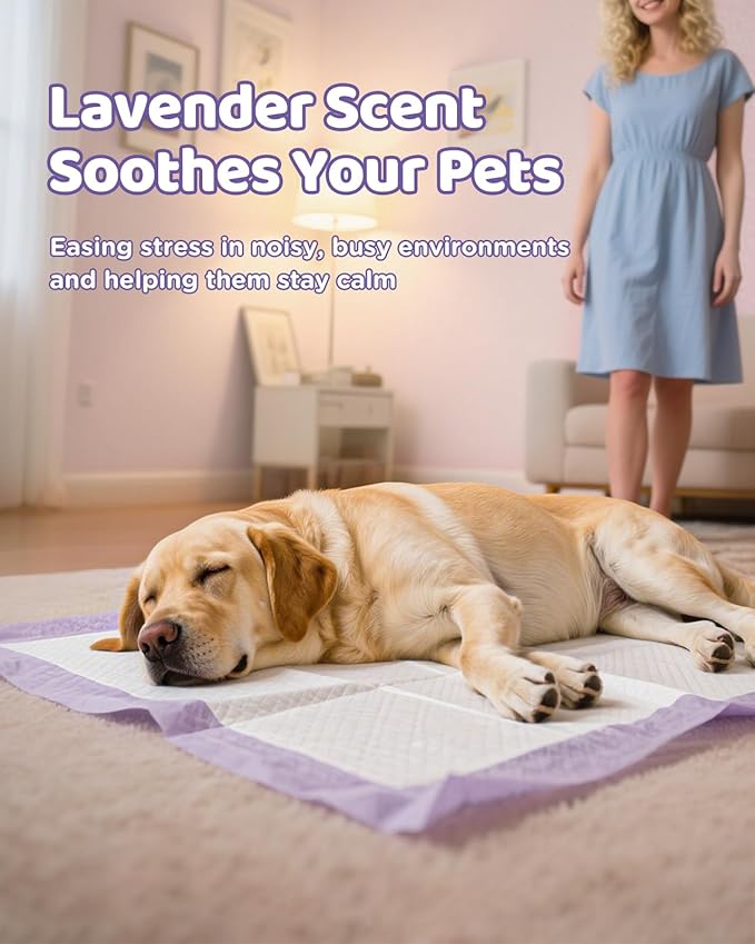36"x36" 4XL Lavender Scented Disposable Dog Pee Pads, 45 Count | Extra Large Puppy Training Pads with 6-Layer Super Absorbent Protection, Leakproof Puppy Pads for Large Dogs & Senior Pets
