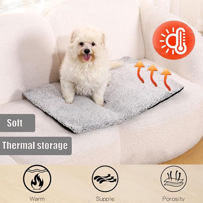 Self Heating Cat Bed Advanced Extra Warm Thermal Pet Pad Pets With Removable Cover Non-Slip Bottom Washable Non Electric Warming Cat Bed Non Electric Warming Pad Dog Outdoor Gray 19.68*27.56 Inch