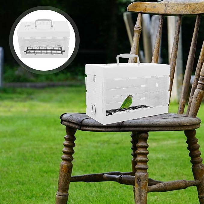 POPETPOP Outdoor Small Bird Carrying Cage Lightweight Travel Parrot Carrier for Parakeets Cockatiels for Sightseeing Hiking and Camping with Optimal Ventilation for Comfort