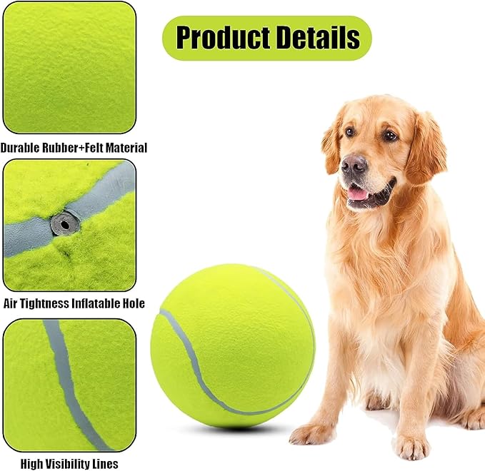 Magicorange 4 Pack 9.5 inch Giant Tennis Ball Large Dog Tennis Ball Pet Balls for Dogs for Outdoor/Indoor Sports Dog Gift with Needle (Multicolor, 9.5 inch)