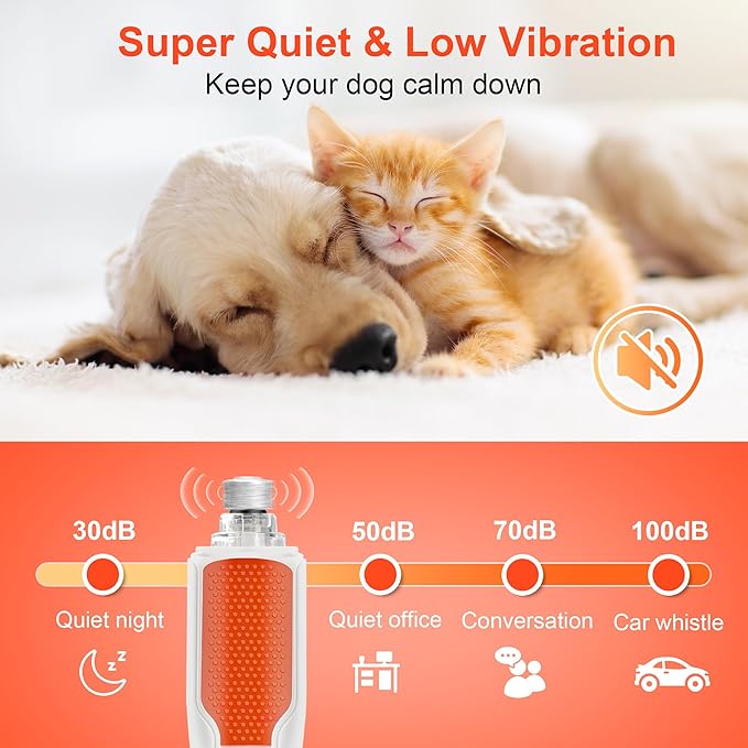 Dog Nail Grinder 7-Speed & 360° LED Light, Professional Pet Nail Grinder for Dogs and Cats, Electric Dog Nail Trimmer Painless Paws Grooming & Smoothing Tool for Large Small Dogs Cats Pets