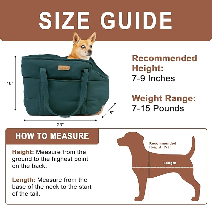 NoblePup Cozy Plush Dog Purse Carrier for Small Dogs - Dog Carrier Purse with Secure Harness Clip, Dog Tote Bag for Small Dogs and Puppies - Green