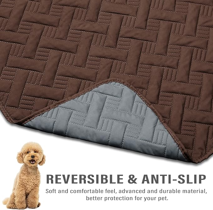 BOCTOPUG Dog Bed Cover for Pets - Blankets Rug Pads for Couch Protection Waterproof Bed Covers Dog Blanket Furniture Protector Reusable Changing Pad (Dark Grey+Brown, 20"x30")