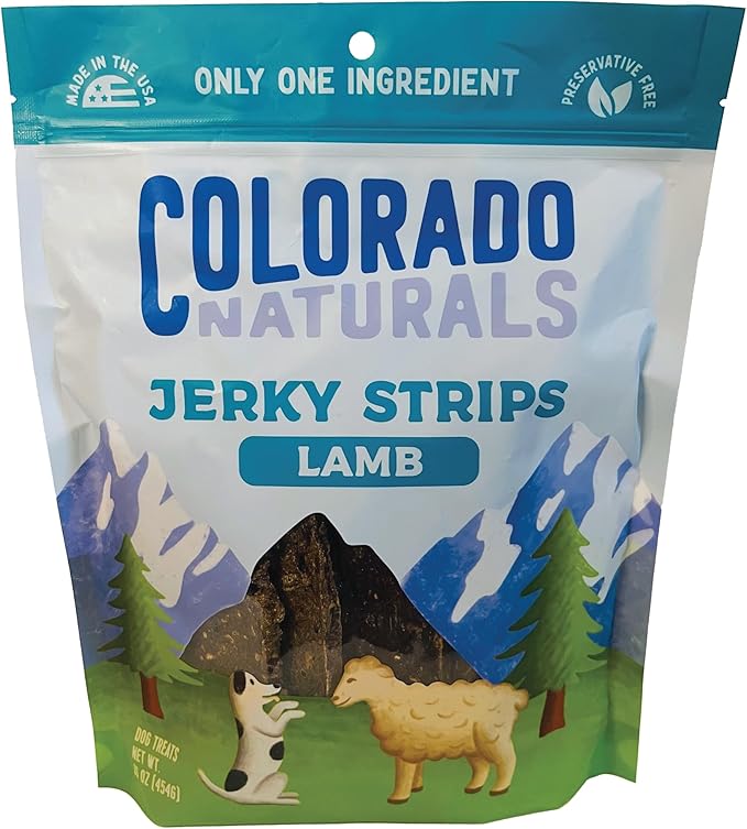 Colorado Naturals Lamb Jerky Strips Dog Treats, 16 oz – All-Natural, Made in USA, No Fillers or Preservatives – Rich in Vitamins and Minerals