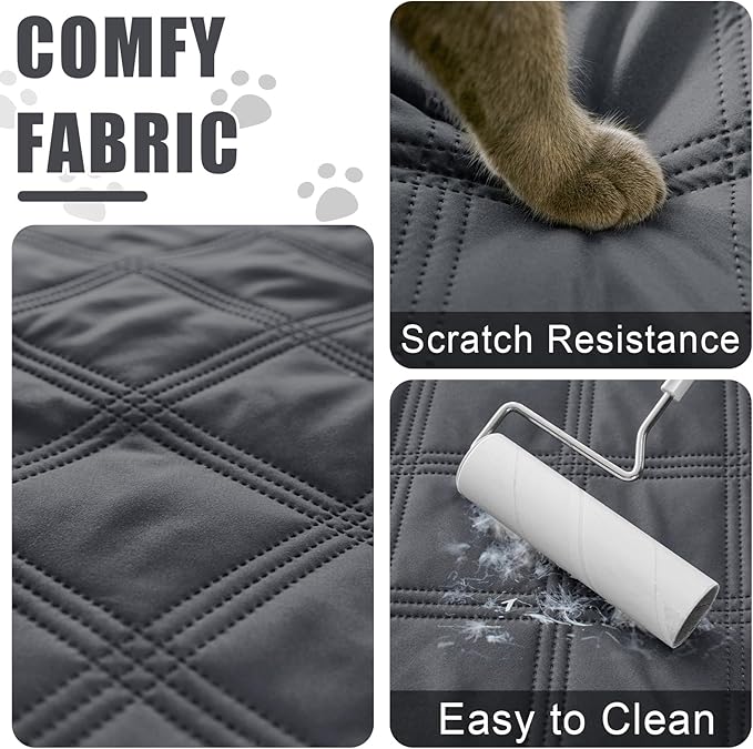 Smiry Waterproof Dog Bed Cover Blanket 68x82, Soft Reversible Pet Blanket, Washable Leakproof Cats Dogs Couch Cover for Sofa, Couch, Furniture, Lattice, Dark Grey/Dark Grey