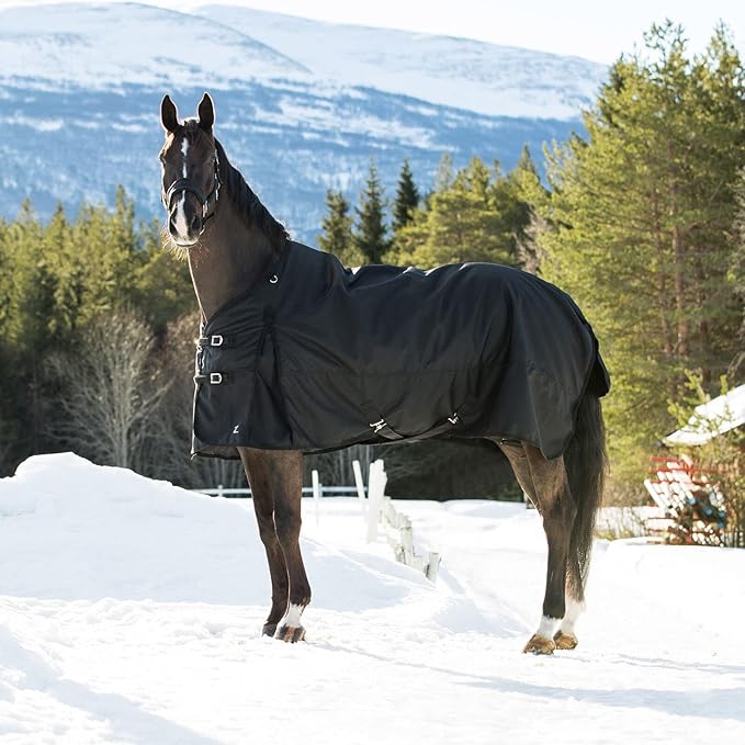 HORZE Nevada Heavy Weight 1200D Waterproof Horse Winter Turnout Blanket (400g Fill) - Black - 78 in