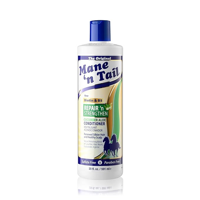 Mane 'n Tail Repair 'n Strengthen Conditioner with Cucumber, Aloe & Biotin (20 Oz) | Sulfate-Free, Paraben-Free, Vegan Formula to Strengthen, Repair & Promote Healthy Hair Growth