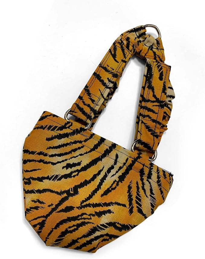 Hen Holster Bikini Diaper, Bird Diaper & Harness for Hens, Roosters, Ducks, Geese - with Removable Vinyl Liner, Adjustable Fit for Outdoor Adventures & Indoor Use - Easy to wear - S/M, Tiger