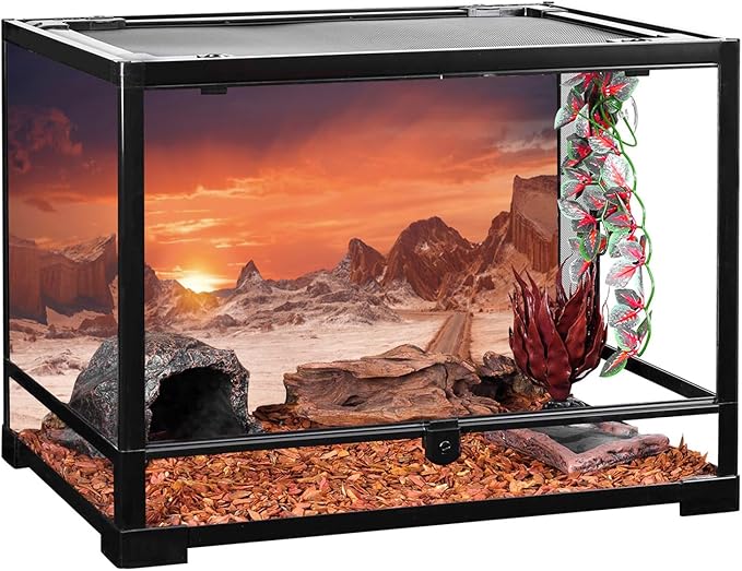 AWERT 60x24 inches Sun and Desert Terrarium Background Orange Reptile Habitat Background Durable Polyester Background