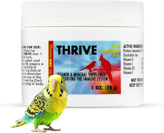 Morning Bird Thrive 1 Oz - Multi-Vitamin Bird Supplement Designed for Immune and Recovery Support - Formulated for Sick or Injured Birds - Protein Supplement and Energy Booster for All Adult Birds