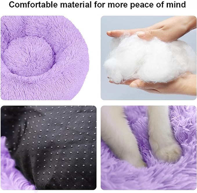 Nisrada Dog Bed for Small Medium Large Dogs, 20 inch Calming Dogs Bed, Washable-Round Cozy Soft Pet Bed for Puppy and Kitten with Slip-Resistant Bottom