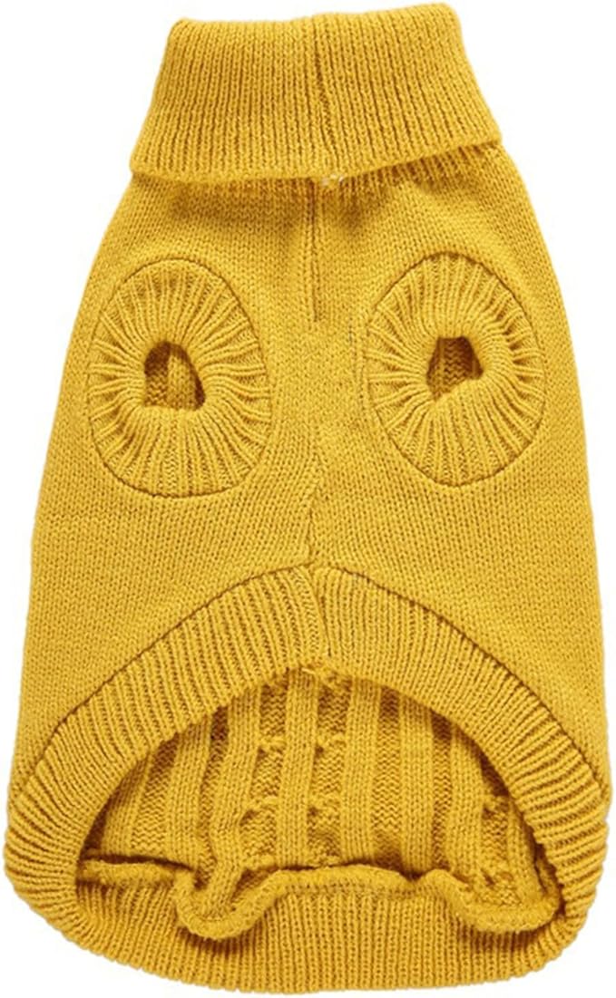 CHBORCHICEN Small Dog Sweaters Knitted Pet Cat Warm Dog Sweatshirt Winter Clothes Kitten Puppy Sweater (Large,Yellow)