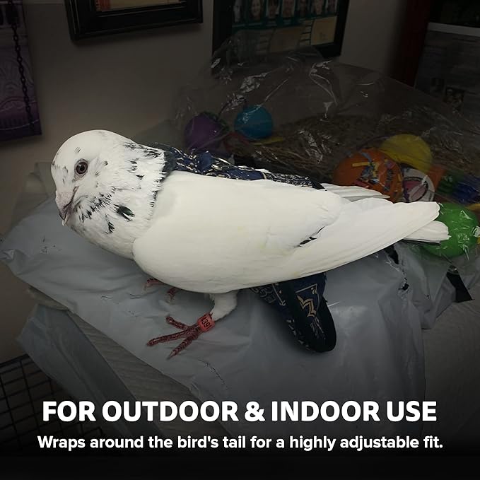 Hen Holster Wrap-Around Bird Diaper & Harness for Larger Pigeons, Small Breed - with Removable Liner, Adjustable Fit for Outdoor Adventures & Indoor Use, Easy to wear - Tiger, XS