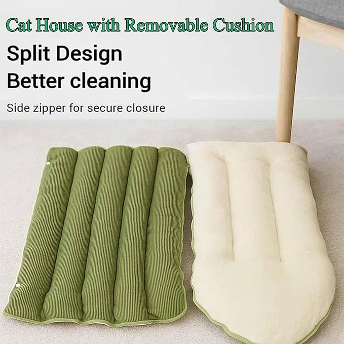 Expectation Cat Bed, Removable and Washable Winter Closed-Off Cat Bed, Soft Fluffy Warm Autumn/Winter Cats House, Washable Non-Slip Pet Sleeping Bag for Indoor Cats Small Dogs (B,Medium)