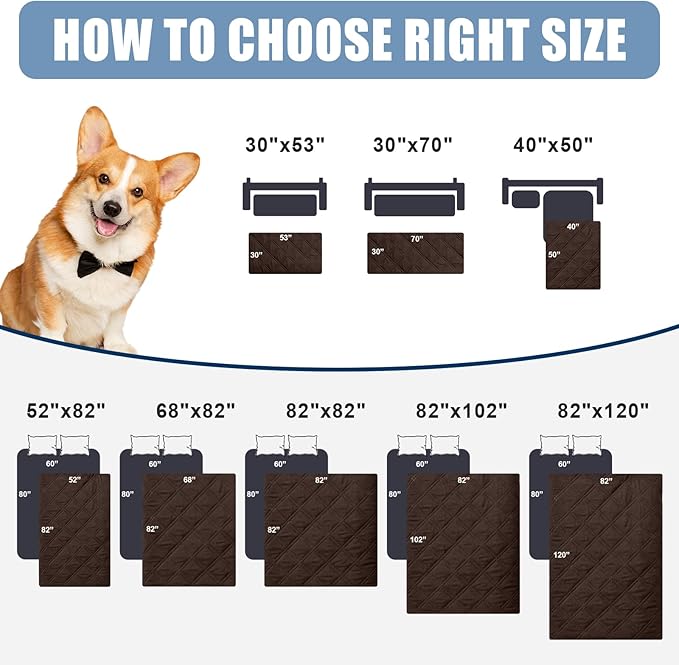 Smiry Waterproof Dog Bed Cover Pet Blanket, Soft Washable Dog Blanket for Furniture Bed Couch Sofa Reversible, Checkered (40"x50", Chocolate/Dark Grey)