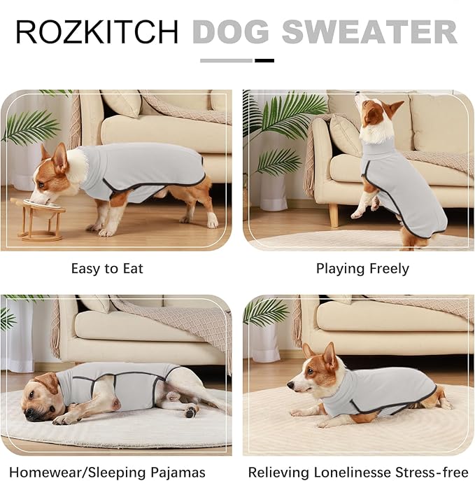 ROZKITCH Dog Winter Coat Soft Pullover Pajamas, Pet Windproof Warm Cold Weather Jacket Vest Cozy Jumpsuit Apparel Outfit Clothes for Walking Sleep Grey XS