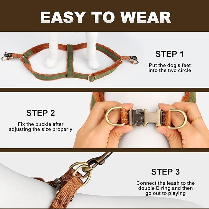 Beirui Soft Small Dog Harness and Leash Set-Adjustable Step in Dog Harness for Small Dogs-Easy Walk Dog Harness Small Sized Dog-Warm No Pull Dog Harness and Leash Used in Autumn Winter(Green,S)