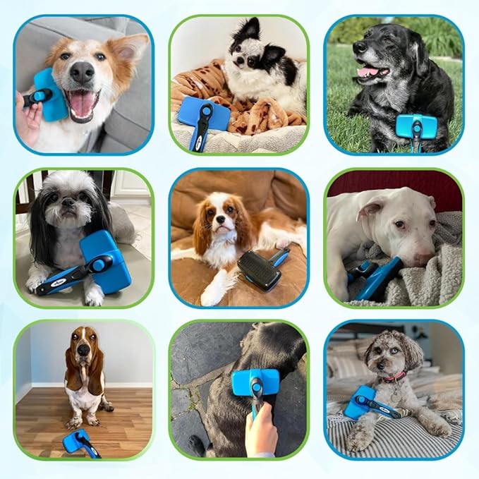 Self-Cleaning Dog Brush for Shedding & Grooming – Slicker Brush for Dogs & Cats, Deshedding & Dematting Tool, Easy One-Click Clean Pet Brush for Long & Short Hair