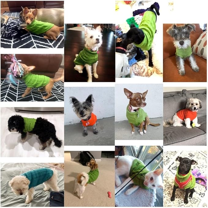 CHBORCHICEN Small Dog Sweaters Knitted Pet Cat Warm Dog Sweatshirt Winter Clothes Kitten Puppy Sweater (Small,Light Green)