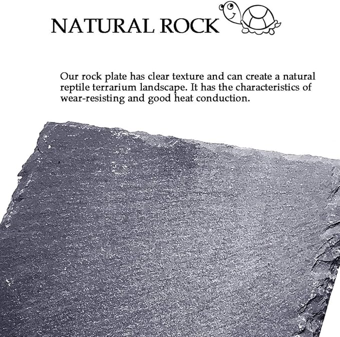 kathson Reptile Basking Platform (7.9 x 11.8 inches), Natural Rock Plate Turtle Food Bowl Feeding Dish Resting Terrace Habitat Decor for Tortoise Turtle Lizard Bearded Dragon Crested Gecko Snake