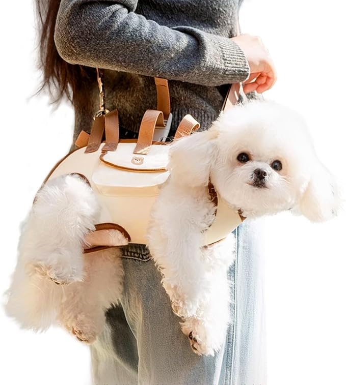 Snuggle Sling Dog Carrier, Adjustable Full Body Lift Harness for Small Dogs and Cats, Portable Breathable Pet Carrier Backpack with Hands-Free Shoulder and Treat Bag(Medium)