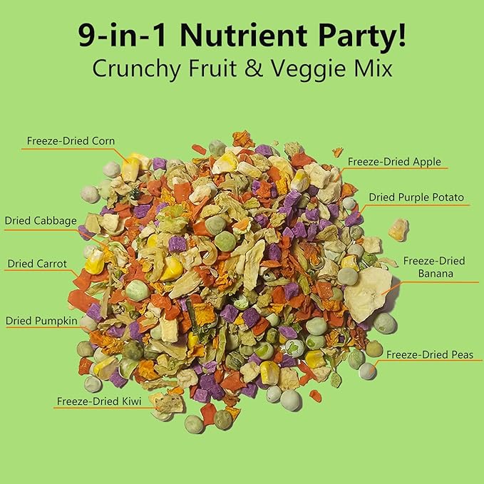 Natural Hamster & Gerbil Food 6oz, Vitamin & Mineral Rich Daily Diet for Hamsters, Gerbils,Guinea Pigs, Chinchillas,Supports Dental Health and Digestion, Fruit & Vegetable Hamster Food