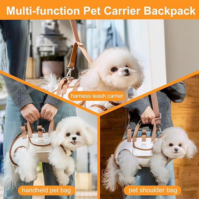 Snuggle Sling Dog Carrier, Adjustable Full Body Lift Harness for Small Dogs and Cats, Portable Breathable Pet Carrier Backpack with Hands-Free Shoulder and Treat Bag(Large)