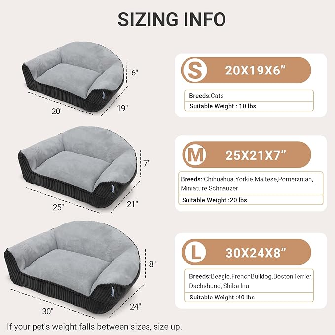 Cat Couch for Puppy, Kitten, and Small Pets - Soft Faux Rabbit Fur Pet Sofa with Washable Removable Cover, Non-Slip Fuzzy Plush Cushion, 28"X23"x10"