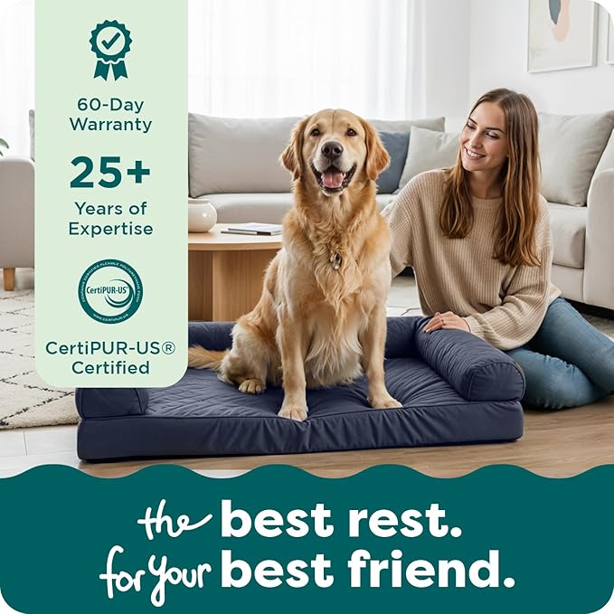 Furhaven Orthopedic Dog Bed for Large Dogs w/ Removable Bolsters & Washable Cover, For Dogs Up to 125 lbs - Quilted Sofa - Silver Gray, Jumbo Plus/XXL
