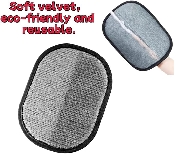 Pet Hair Removal Glove for Grooming & Deshedding, Reusable Electrostatic Dog Cat Brush Mitt for Furniture Car Seats Couch - Soft Lint-Free Microfiber Hair Remover