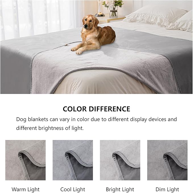 Waterproof Blanket for Bed Protection, Washable Dog Blankets for Couch, Soft Reversible Pet Throw Furniture Protector Cover for Sofa-82"x108",Light Grey+Dark Grey
