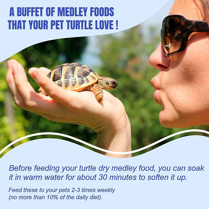 Amzey 2 Pack Aquatic Turtle Food, Vitamin, Enriched Medley Treats of Freeze, Dried Mealworms, River Shrimp & River Fishes, High Protein Turtle Medley Food for Aquatic Tortoise, 3.7 Ounce Total