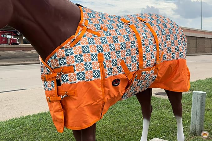 Orange 66 in HILASON 1200D Winter Waterproof Poly Horse Turnout Blanket Belly Wrap
