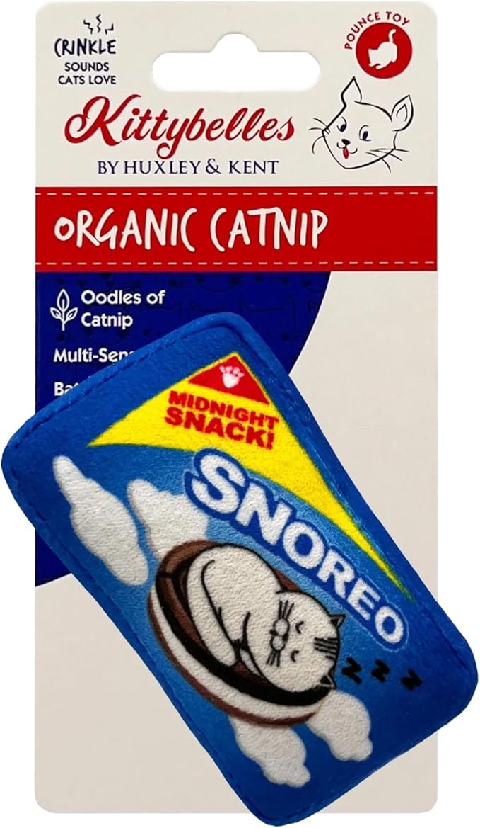 Huxley & Kent Plush Cat Toy - Interactive Catnip Toy for Cats & Kittens - Soft with Crinkle & Catnip - Fun Indoor Play - Snoreo Cookies