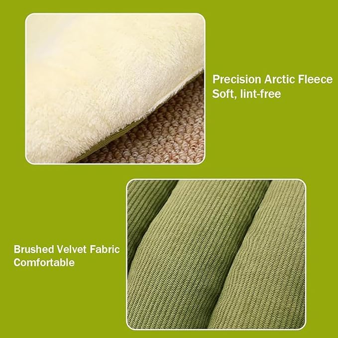 Removable and Washable Winter Closed-Off Cat Bed, Cat Winter Cave, Cute Cat Beds for Indoor Cats, Disassembled Design for Easier Cleaning, with Hair Remover (2PcsGreen, 17.7 * 11.8 * 7.5 in)