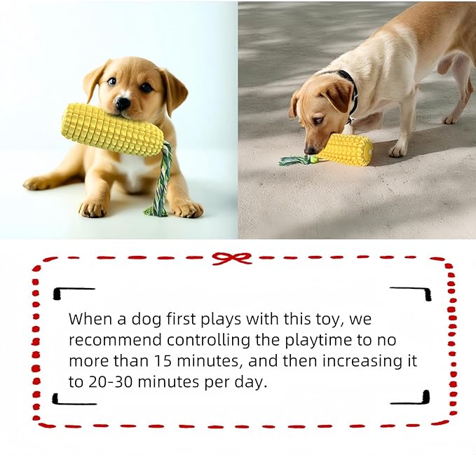 FJ Four Joys Corn-Shaped Dog Chew Toy, Squeaky Toy, Dog Toothbrush, Tough and Interactive Toy for Small, Medium and Large Dogs