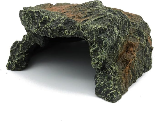 JIHAQUA Reptile Rock Hide Cave, Aquarium Habitat Decor Rock Tortoise Hideout for Lizards, Turtles, Reptiles, Amphibians, Fish