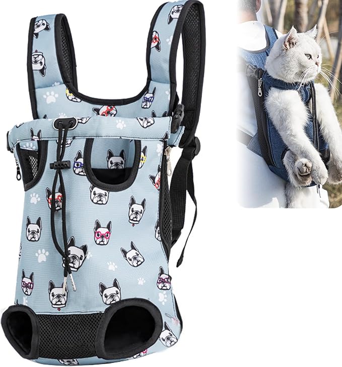 Portable Pet Carrier Backpack, Adjustable Pet Front Cat Dog Carrier Backpack Travel Bag for Small Medium Dogs Cats Puppies, Cat Backpack Carrier for Hiking Cycling (L, L)