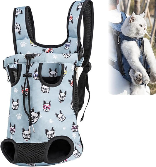 Portable Pet Carrier Backpack, Adjustable Pet Front Cat Dog Carrier Backpack Travel Bag for Small Medium Dogs Cats Puppies, Cat Backpack Carrier for Hiking Cycling (L, L)