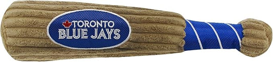 MLB Toronto Blue Jays Baseball Bat Toy for DOGS & CATS. Soft Corduroy Plush Dog Toy with Inner SQUEAKER, MLB Chew Toys for Dogs or Cats. Durable Fun Interactive Dog Toy with Team Names and Logo