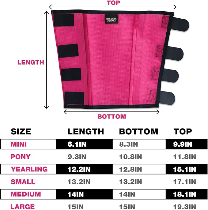 Harrison Howard Loose Fitting Fly Boots UV-Protective Extra Tough Mesh Ventilated Four Fasteners Stay-on Design Protect Horse Legs & Stomp-Reducing Set of 4 Magenta Pony