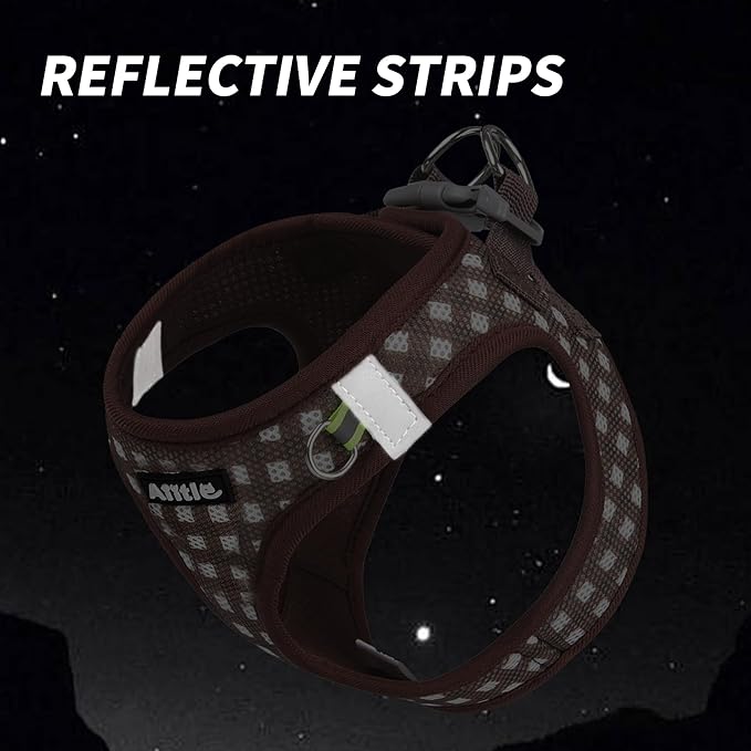 AIITLE Easy Walk Dog Vest Harness and Leash Set, Pet Supply No Pull, Breathable Mesh, Reflective Stripes, Adjustable Escape Proof Pet Outdoor Harnesses for Medium Dogs Chocolate L