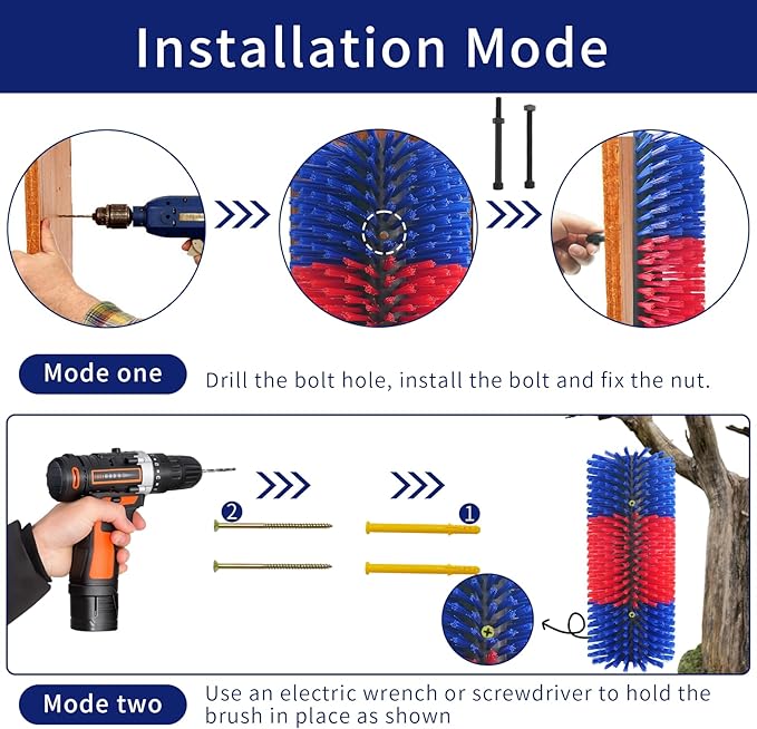 Livestock Scratching Brush Goat Scratcher Full Massage Grooming Brush with 8 Screws for Cattle, Sheep, Horses, Pigs