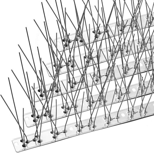 OFFO Bird Spikes with Stainless Steel Base, Durable Bird Spikes Arrow Pigeon Spikes Fence Kit for Keeping Small Bird, Crows and Woodpeckers Away, Covers 17 Feet(5.2m)